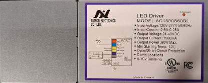 Picture of LED Driver, 60 watts, 24-40V DC Dimming 0-10V, Max. 1.5A, Damp Locations, 120M