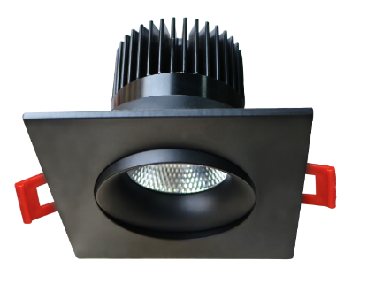 Picture of 3.5'' Recessed Gimbal Downlight, 12 watts, 800 lms, CRI 90+, Pre-select 5 CCT, Triac Dimming, 120V, Black, Square, Wet Location